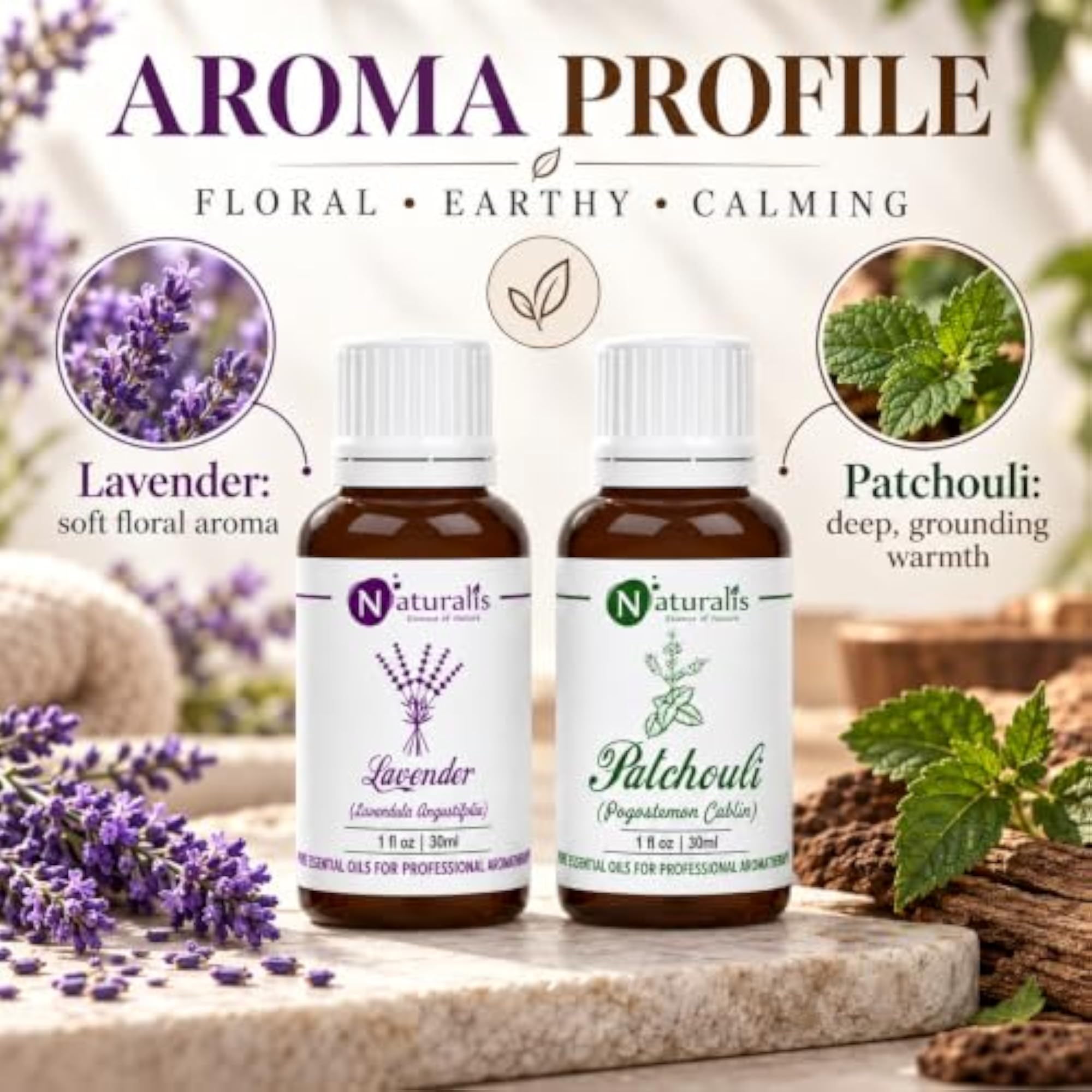 Essential Oil Gift Pack of 2, Lavender & Patchouli, 30ml